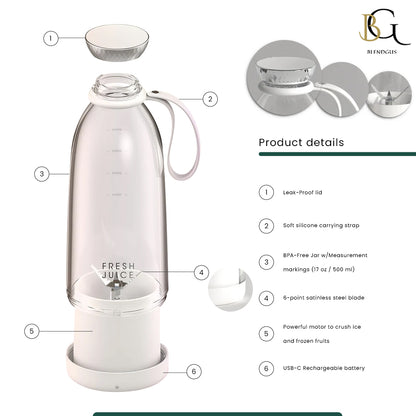 500ml/17oz Portable Blender Bottle Plus - Blendgus